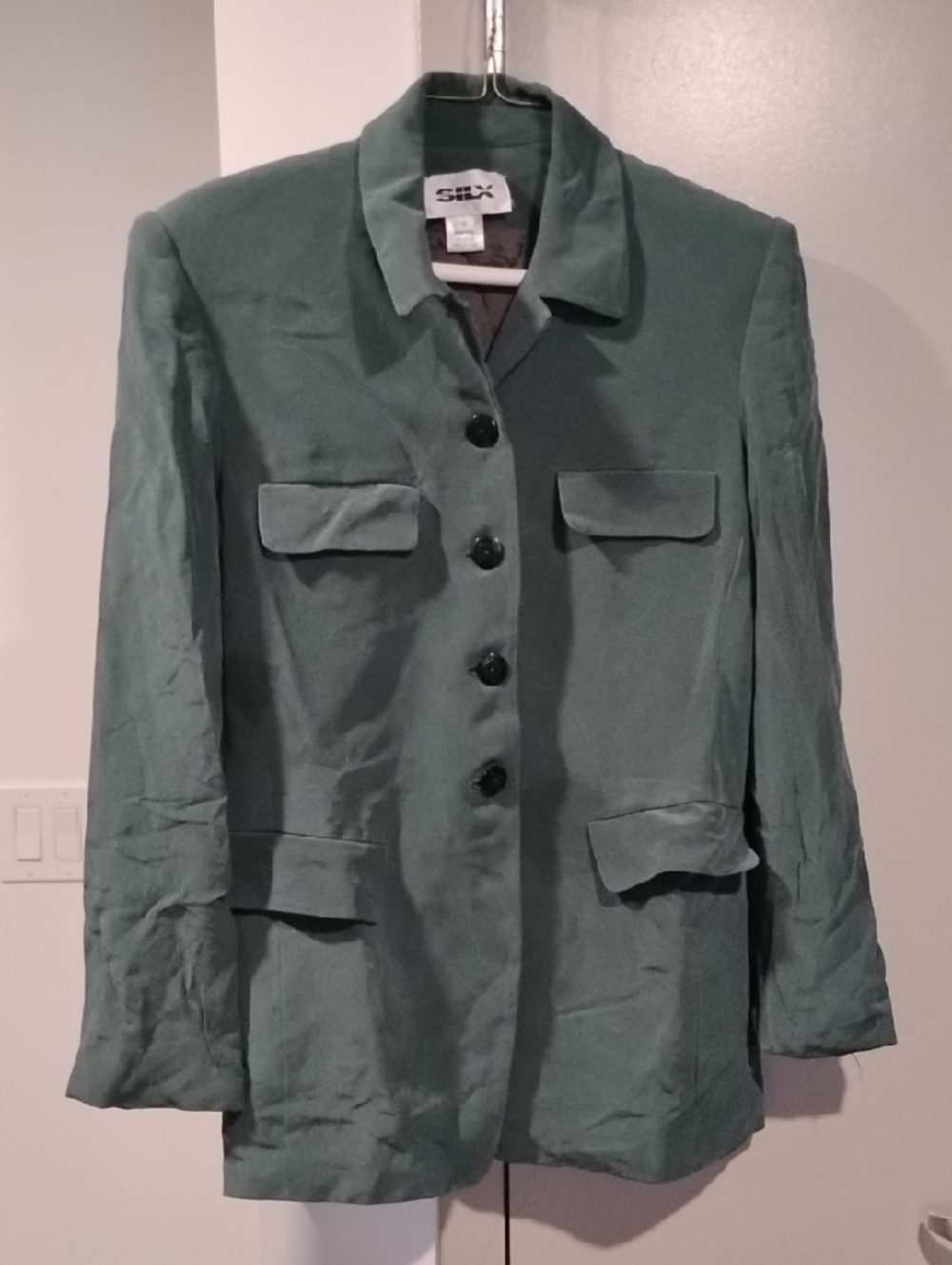 Silx by August Silk Green Button-Front Blazer